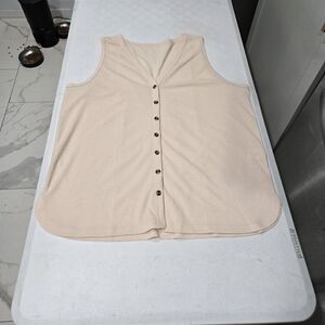 Elegant Cream Sleeveless Button-Down Top